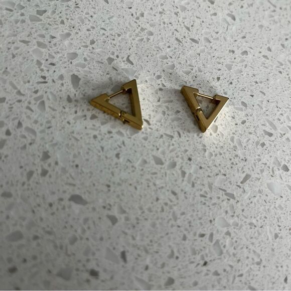 Geometric Triangle Stainless Steel Earrings, Smooth Ear Stud, Trendy Earrings - Picture 7 of 14